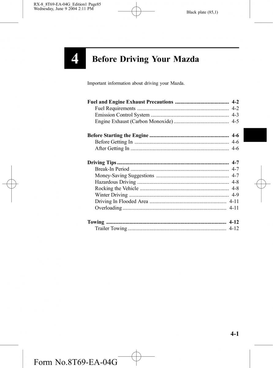 Mazda RX 8 owners manual / page 85