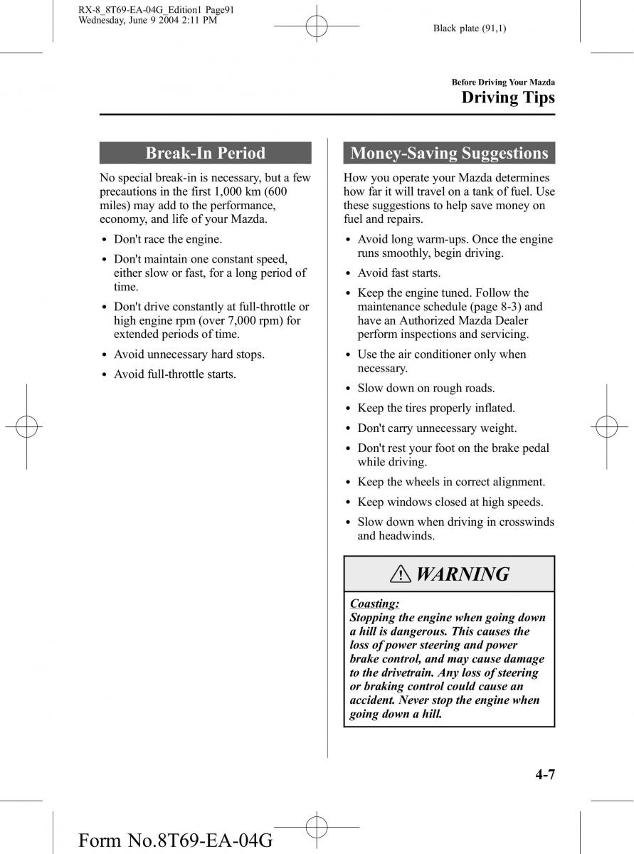 Mazda RX 8 owners manual / page 91