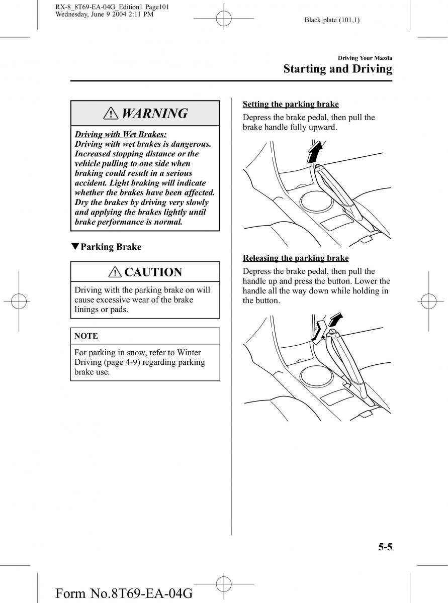 Mazda RX 8 owners manual / page 101