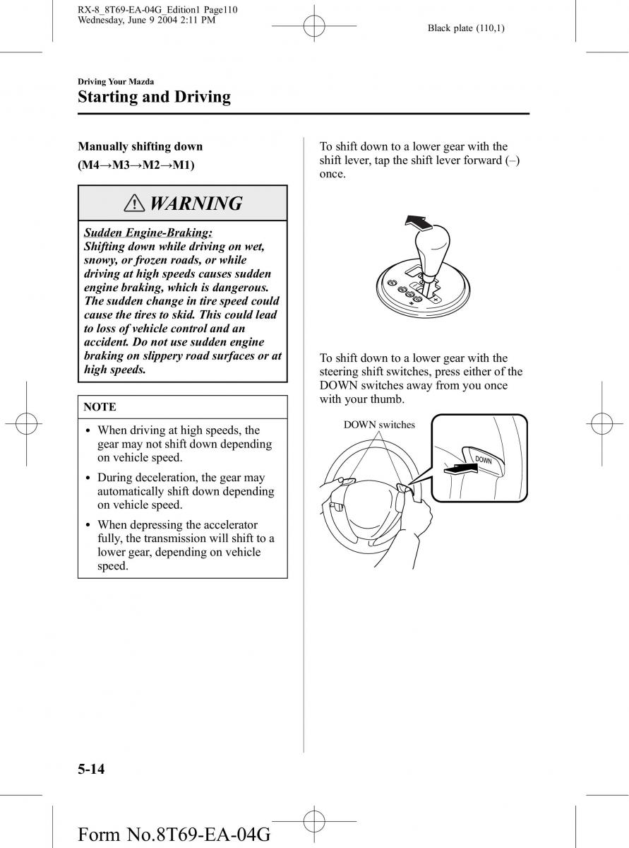 Mazda RX 8 owners manual / page 110