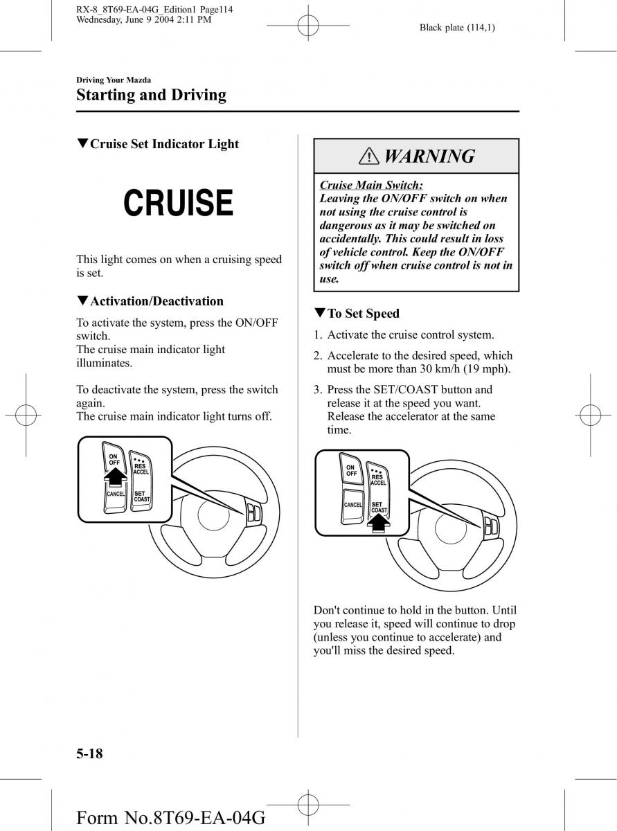 Mazda RX 8 owners manual / page 114