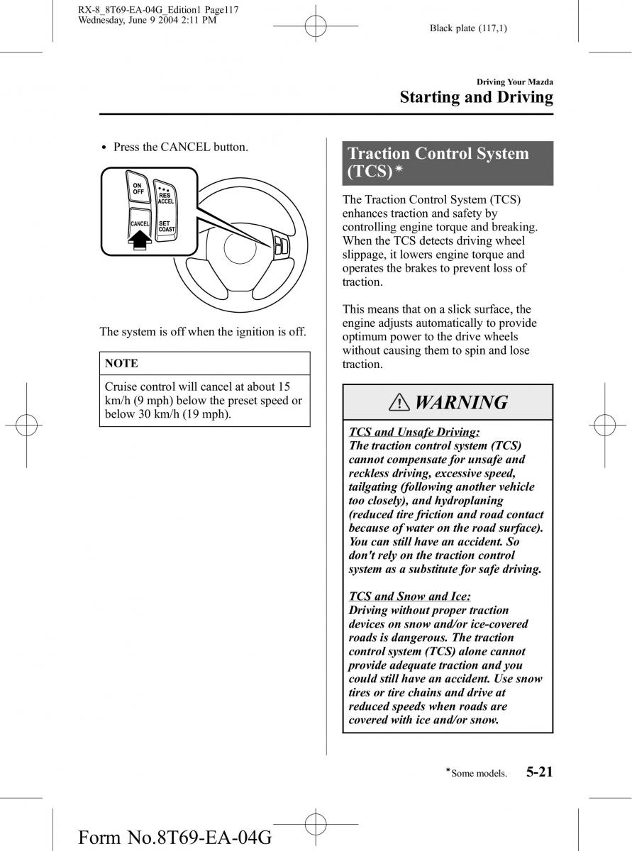 Mazda RX 8 owners manual / page 117