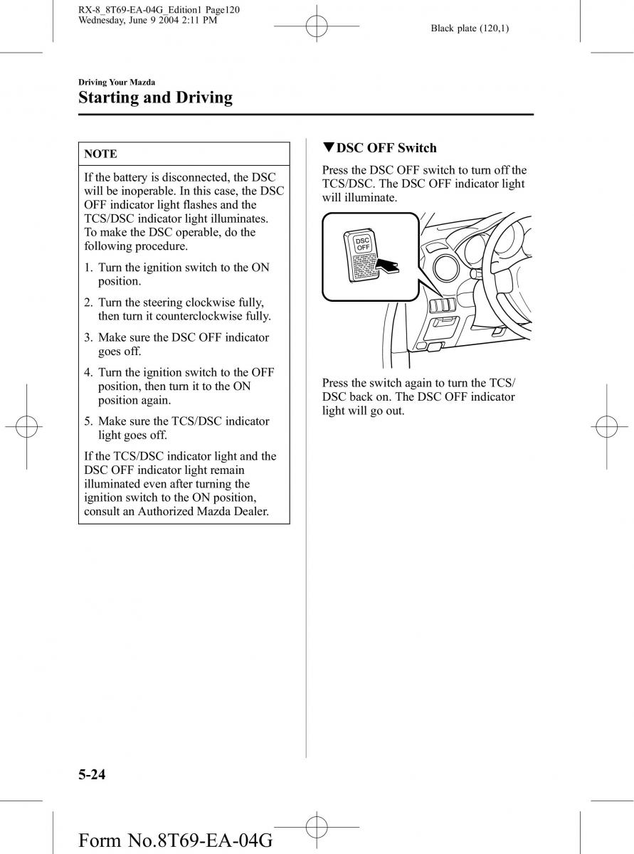 Mazda RX 8 owners manual / page 120