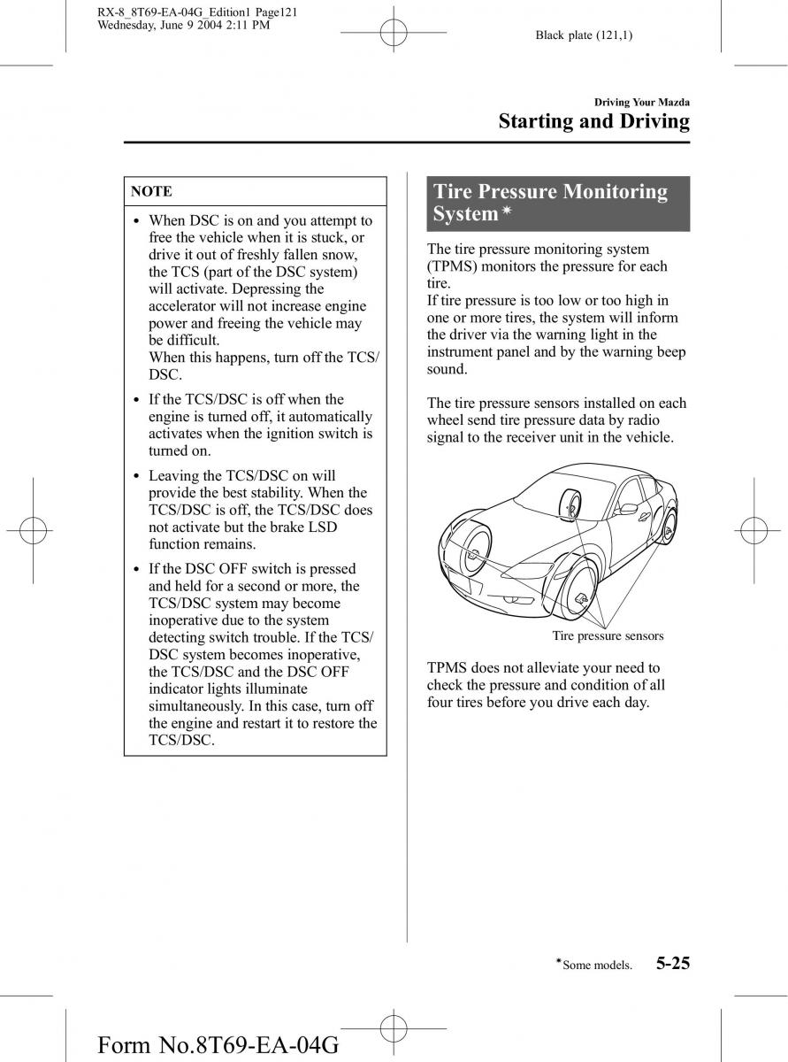 Mazda RX 8 owners manual / page 121