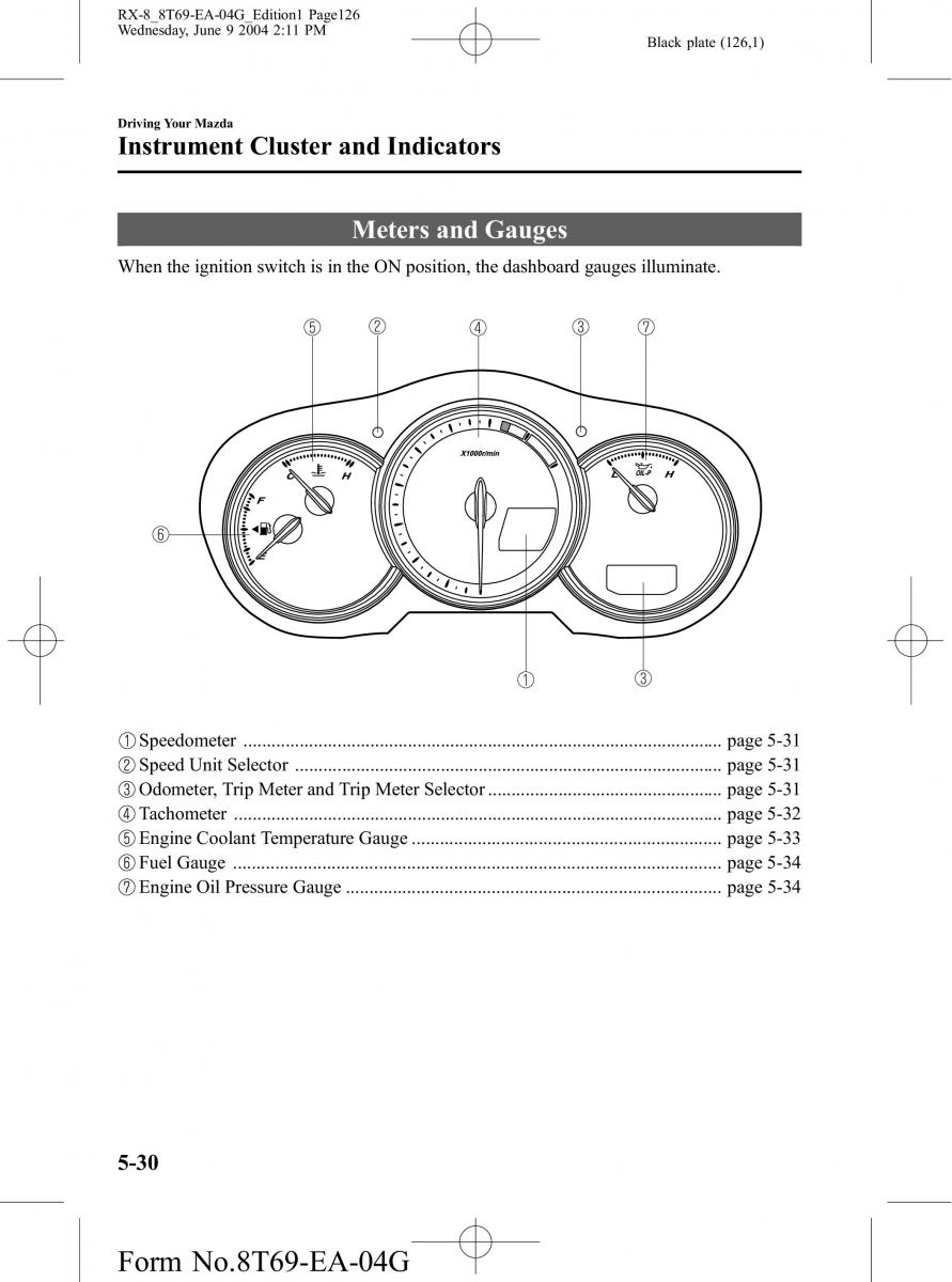 Mazda RX 8 owners manual / page 126