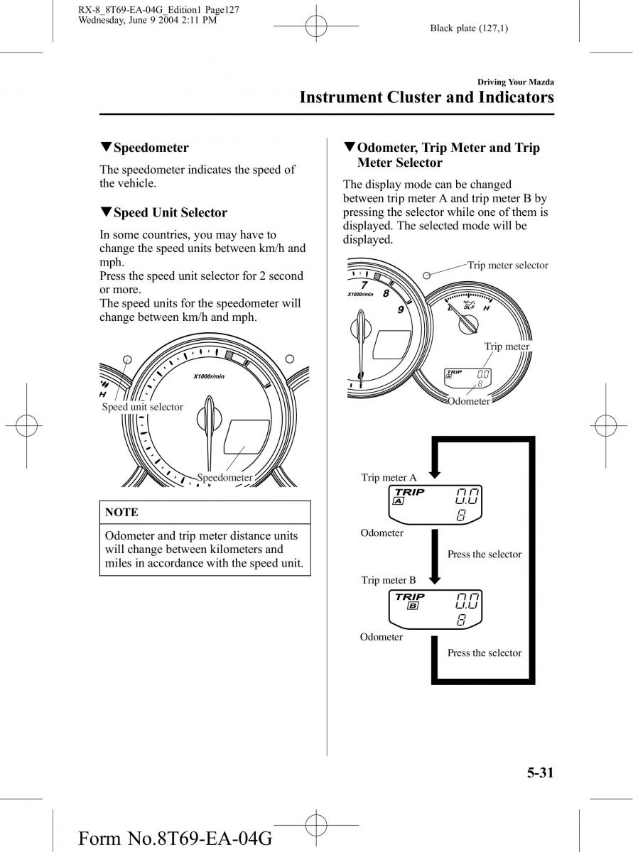 Mazda RX 8 owners manual / page 127