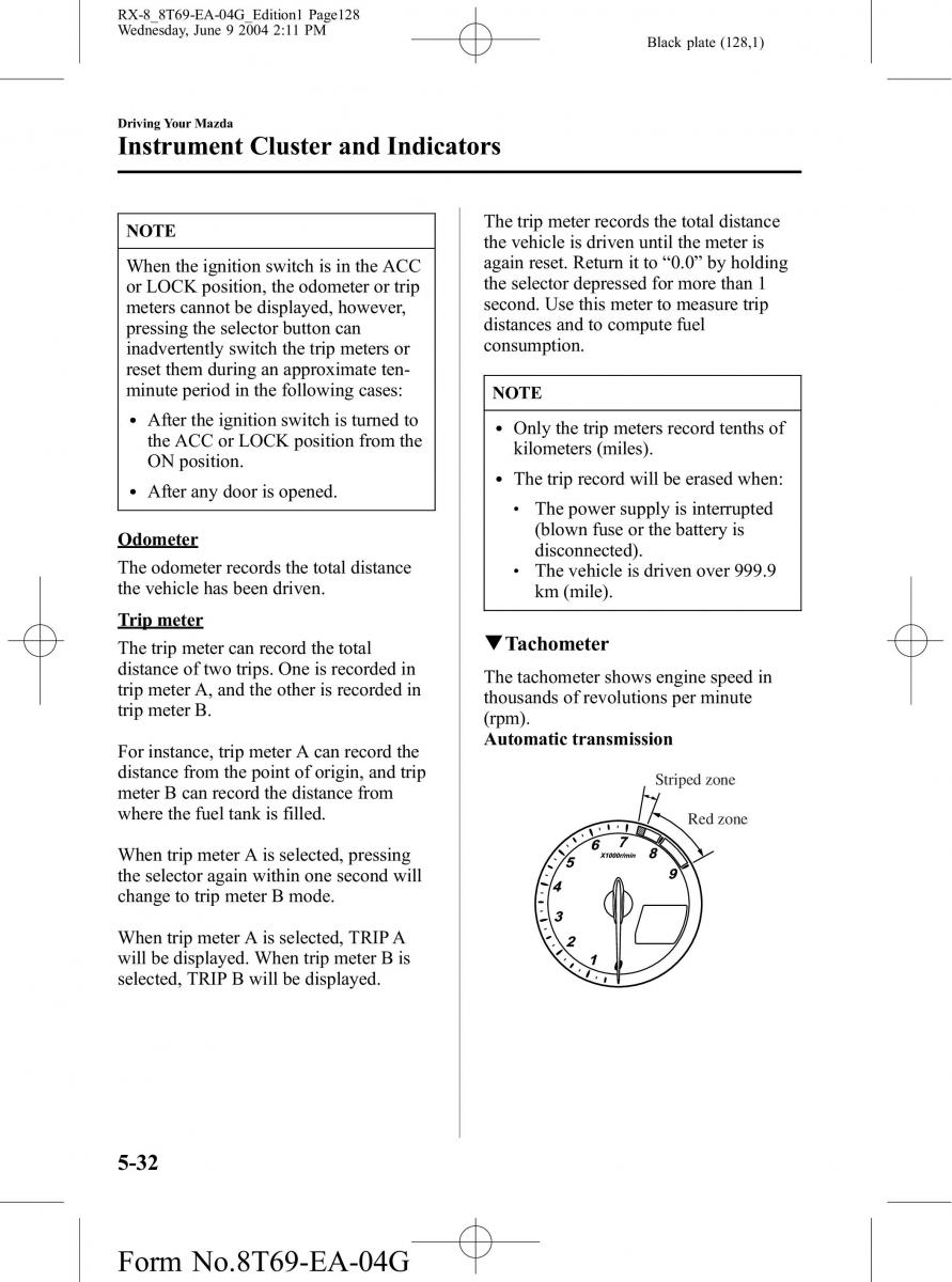 Mazda RX 8 owners manual / page 128