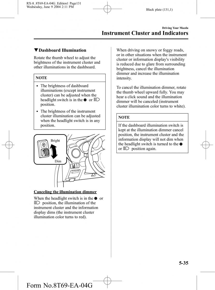 Mazda RX 8 owners manual / page 131