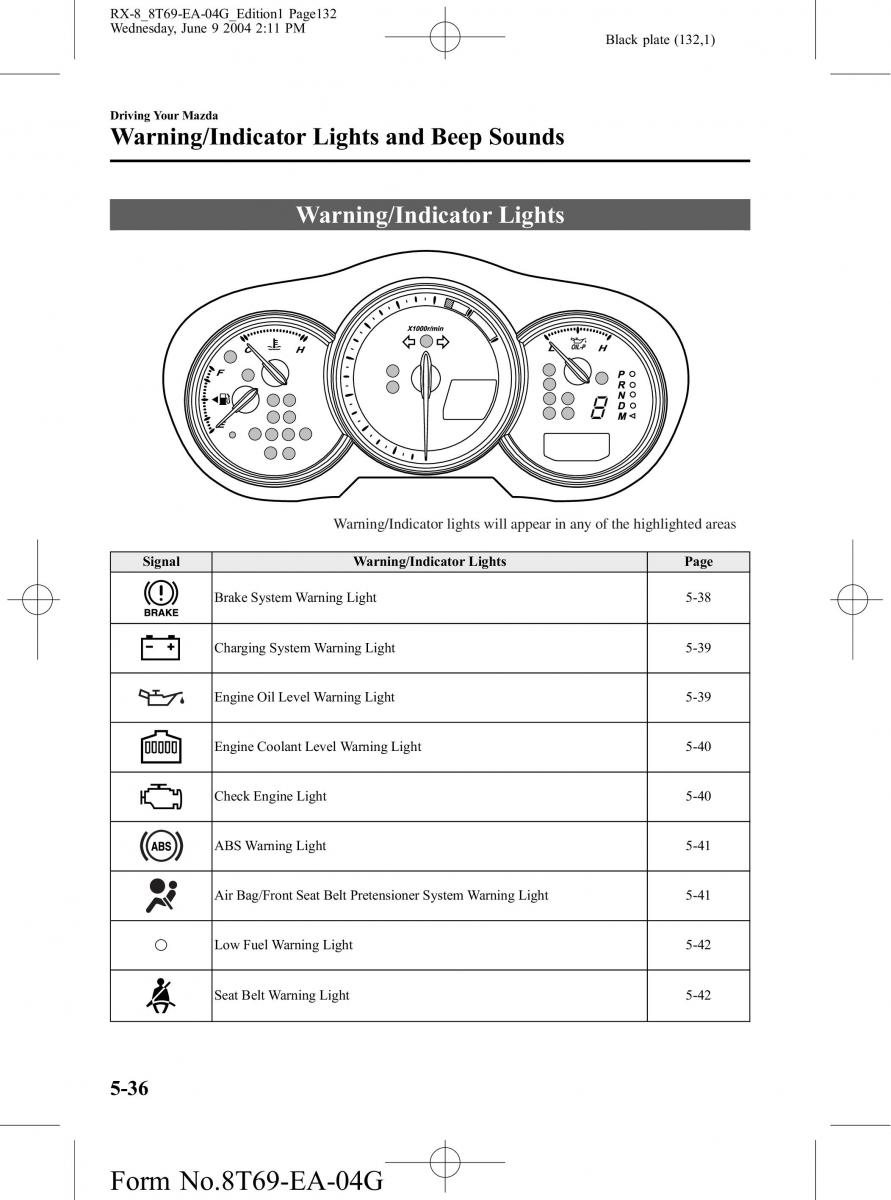 Mazda RX 8 owners manual / page 132