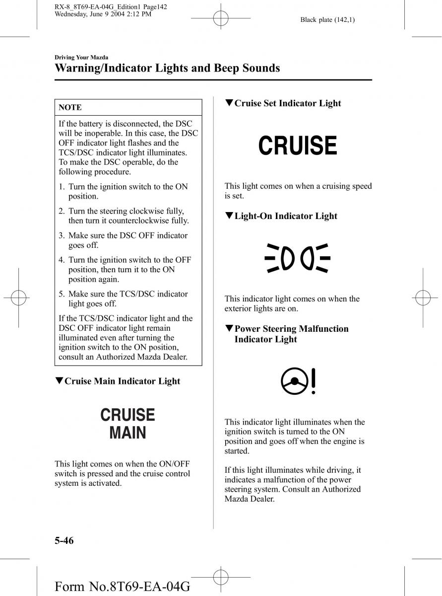 Mazda RX 8 owners manual / page 142