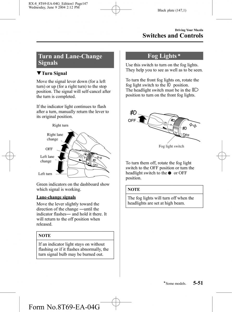 Mazda RX 8 owners manual / page 147