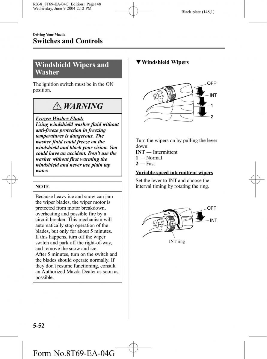 Mazda RX 8 owners manual / page 148