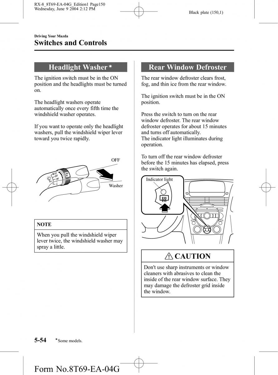 Mazda RX 8 owners manual / page 150