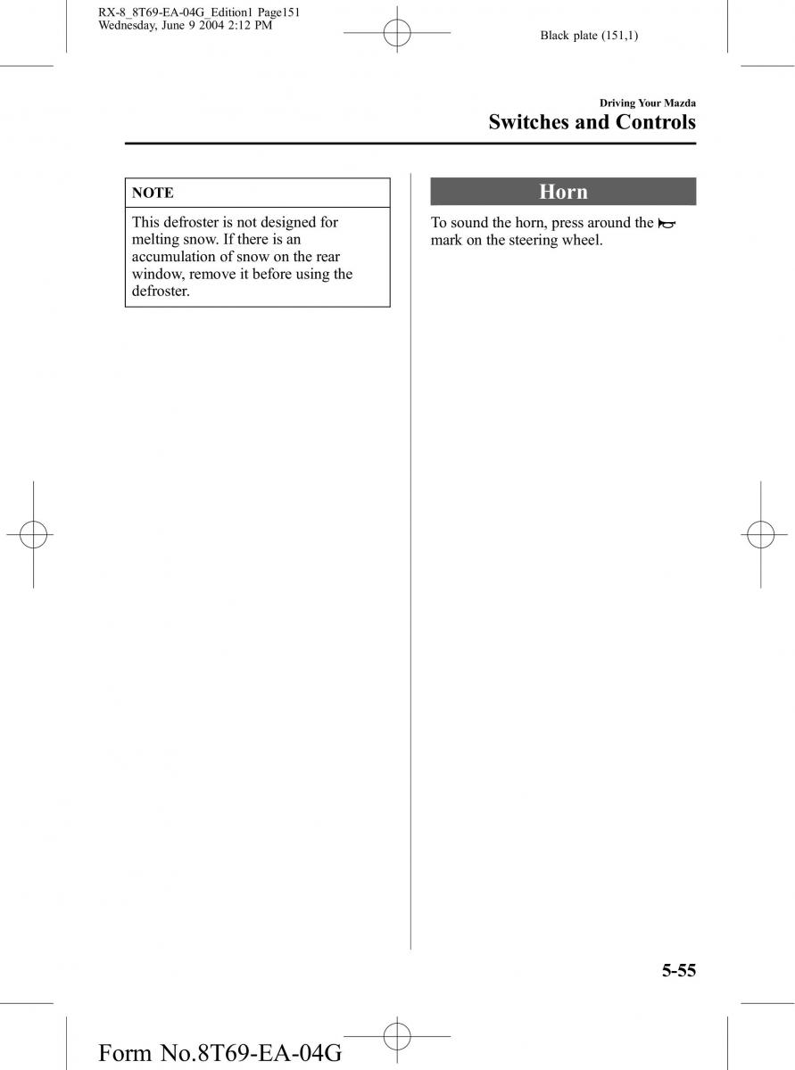 Mazda RX 8 owners manual / page 151