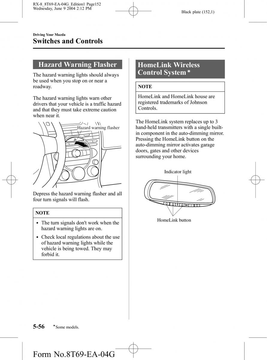 Mazda RX 8 owners manual / page 152