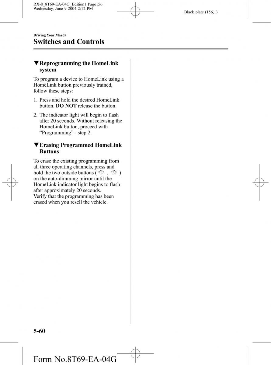 Mazda RX 8 owners manual / page 156