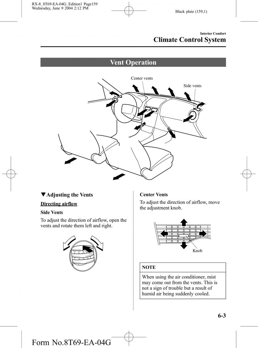 Mazda RX 8 owners manual / page 159