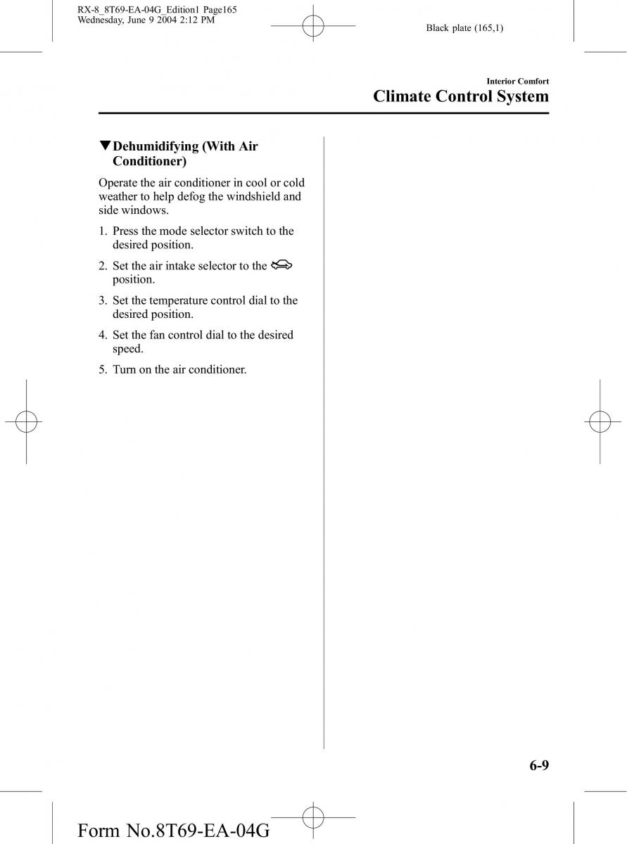 Mazda RX 8 owners manual / page 165