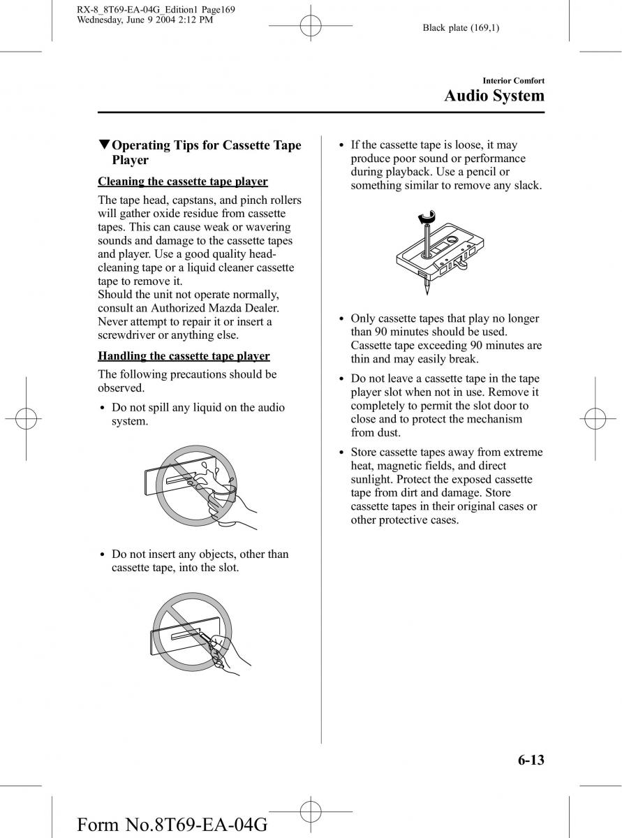 Mazda RX 8 owners manual / page 169