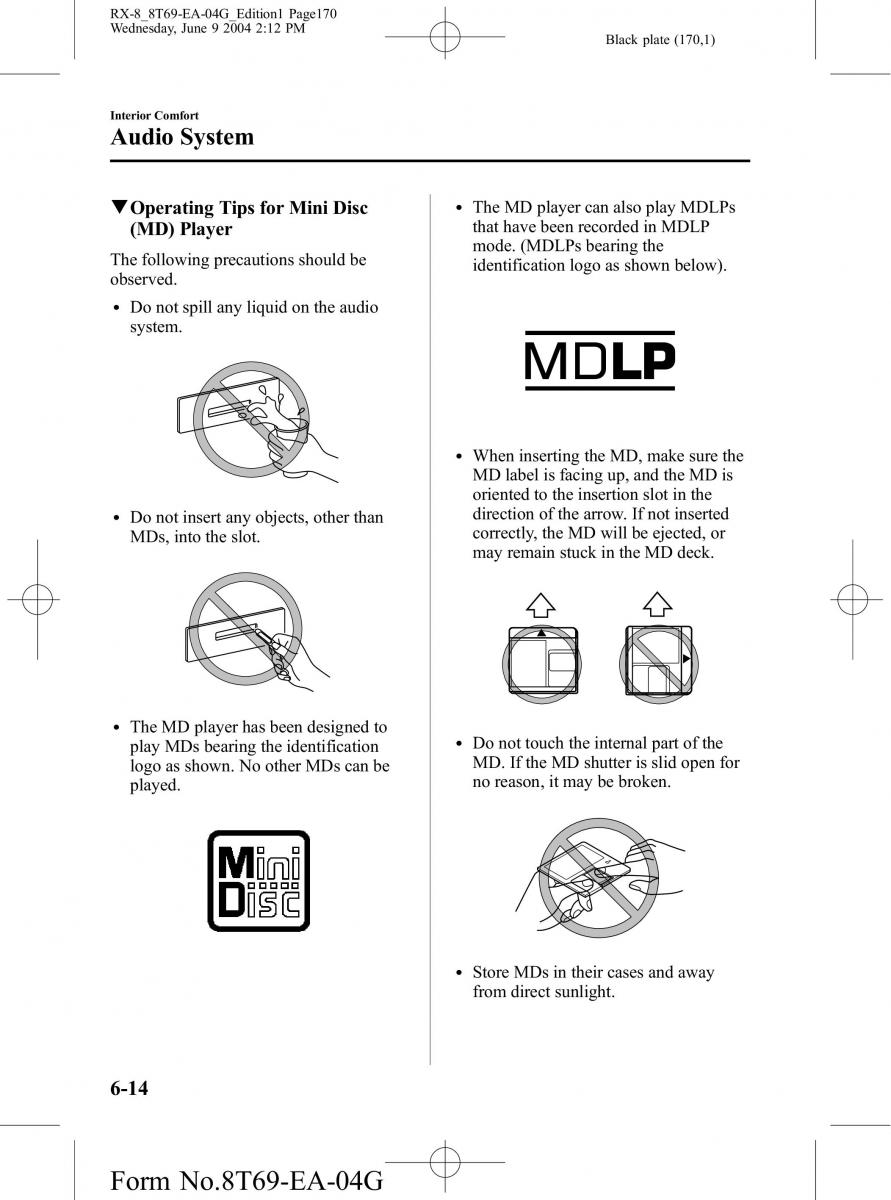 Mazda RX 8 owners manual / page 170