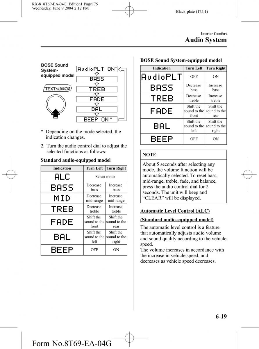 Mazda RX 8 owners manual / page 175