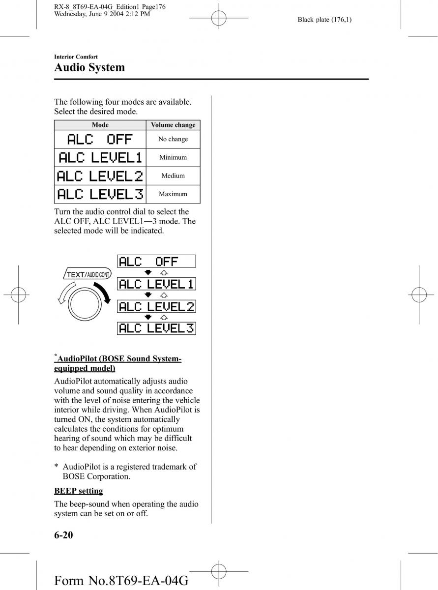 Mazda RX 8 owners manual / page 176