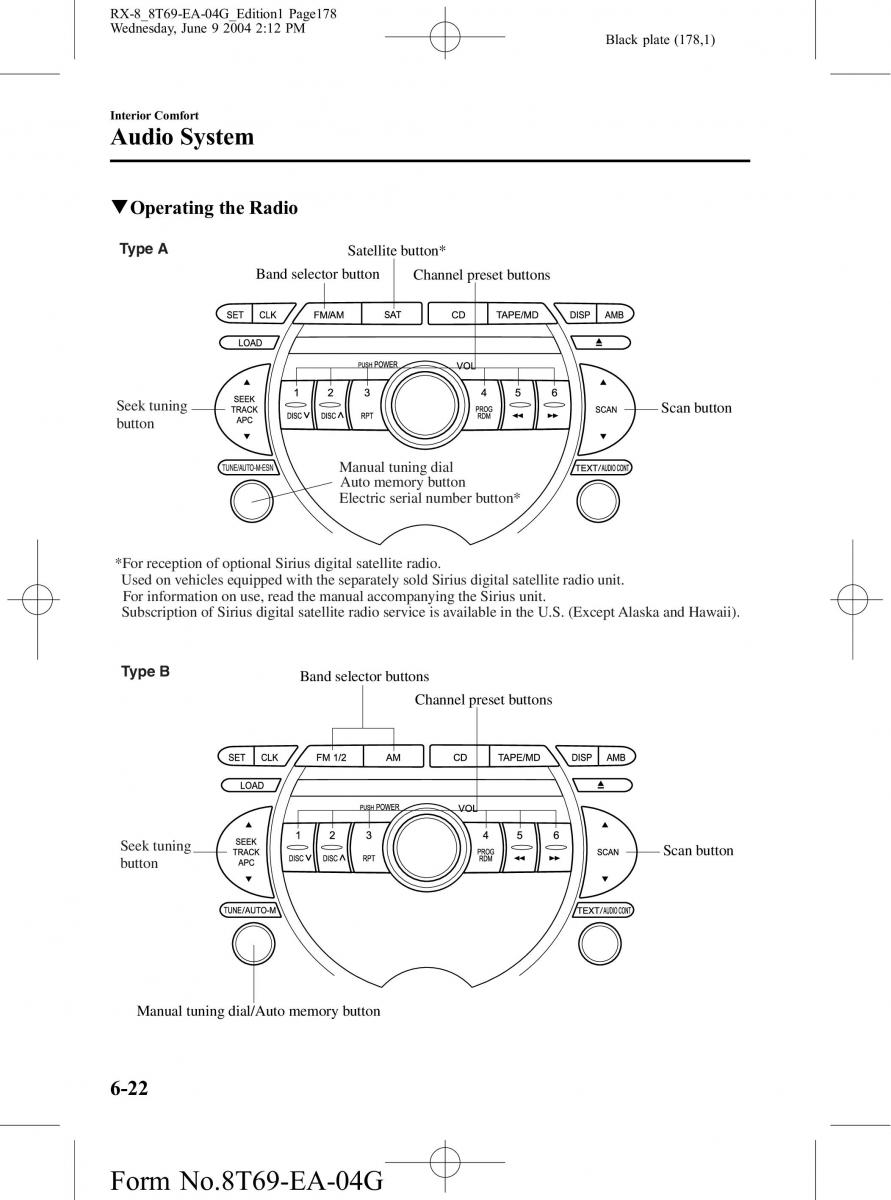 Mazda RX 8 owners manual / page 178