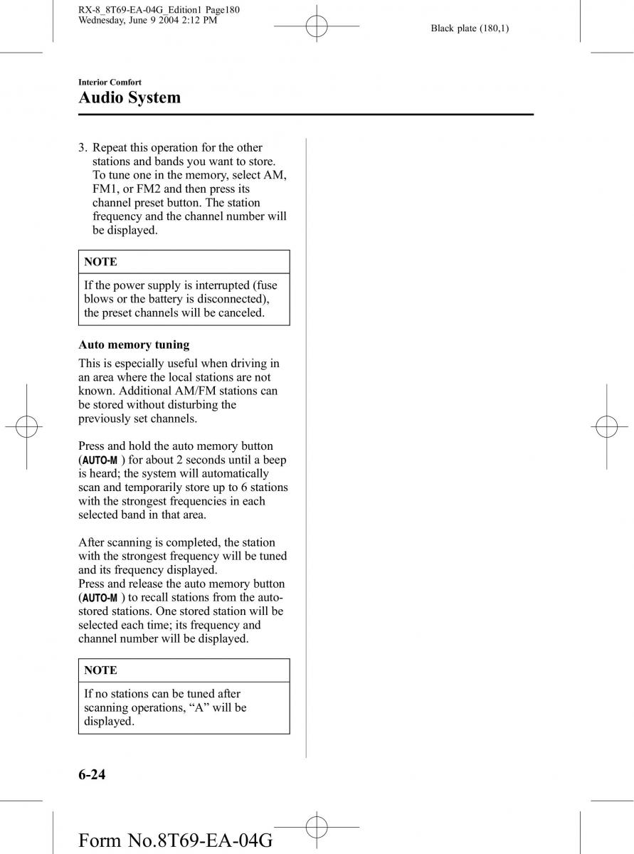 Mazda RX 8 owners manual / page 180