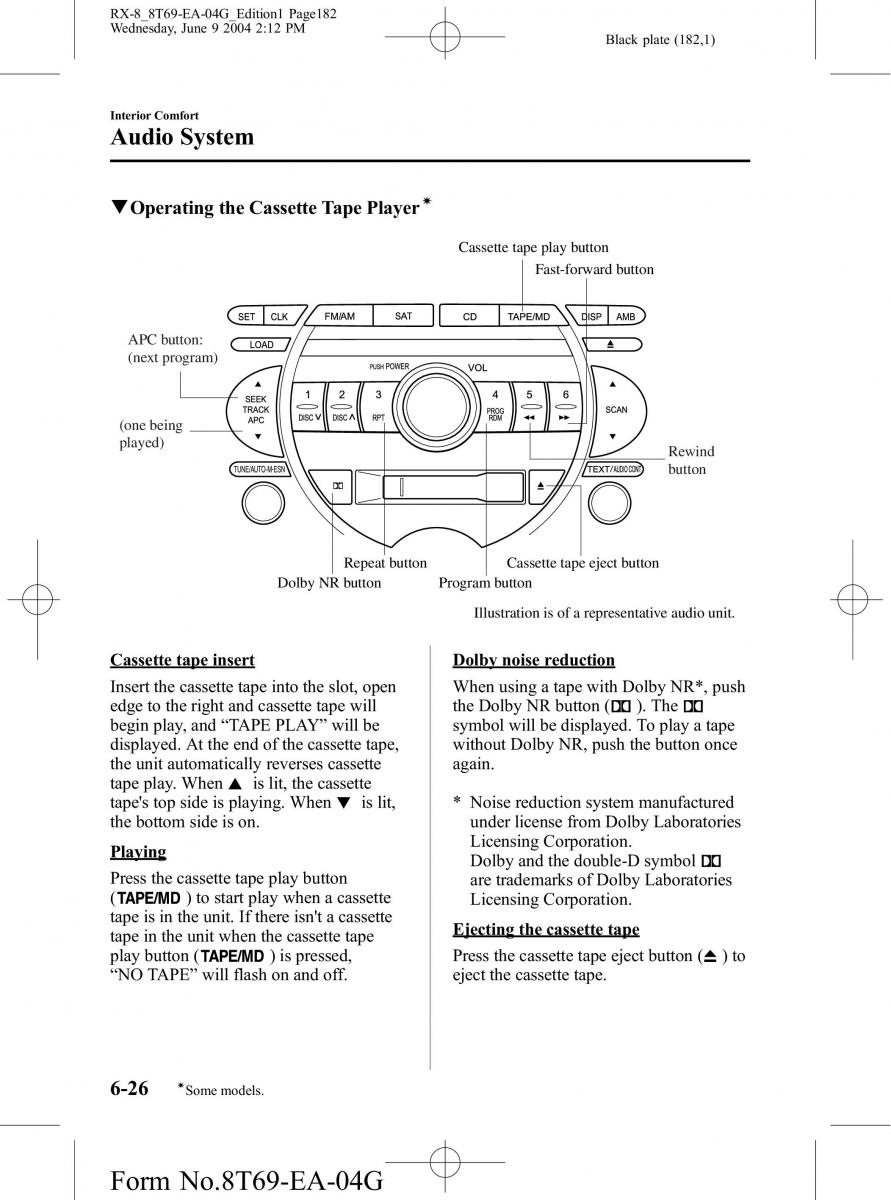 Mazda RX 8 owners manual / page 182