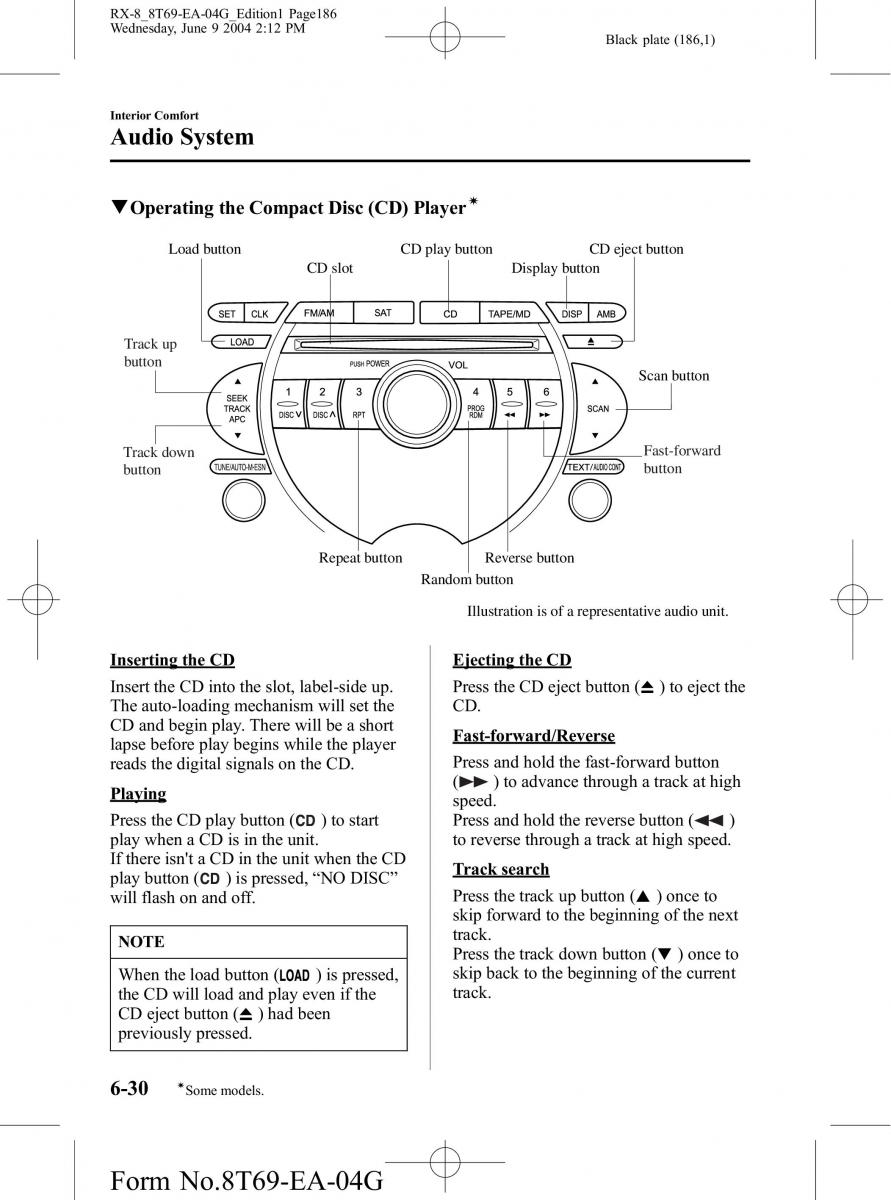 Mazda RX 8 owners manual / page 186