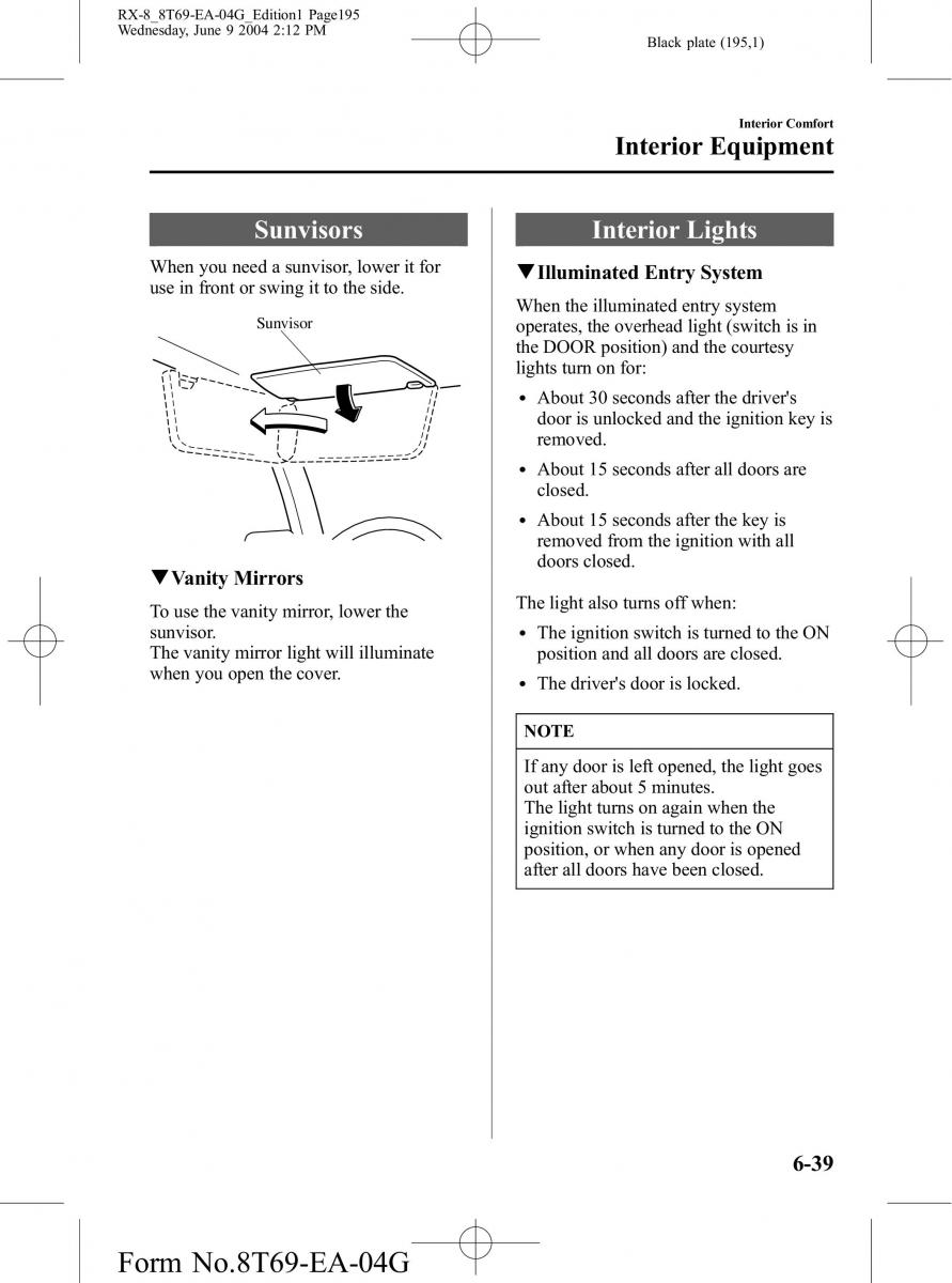 Mazda RX 8 owners manual / page 195