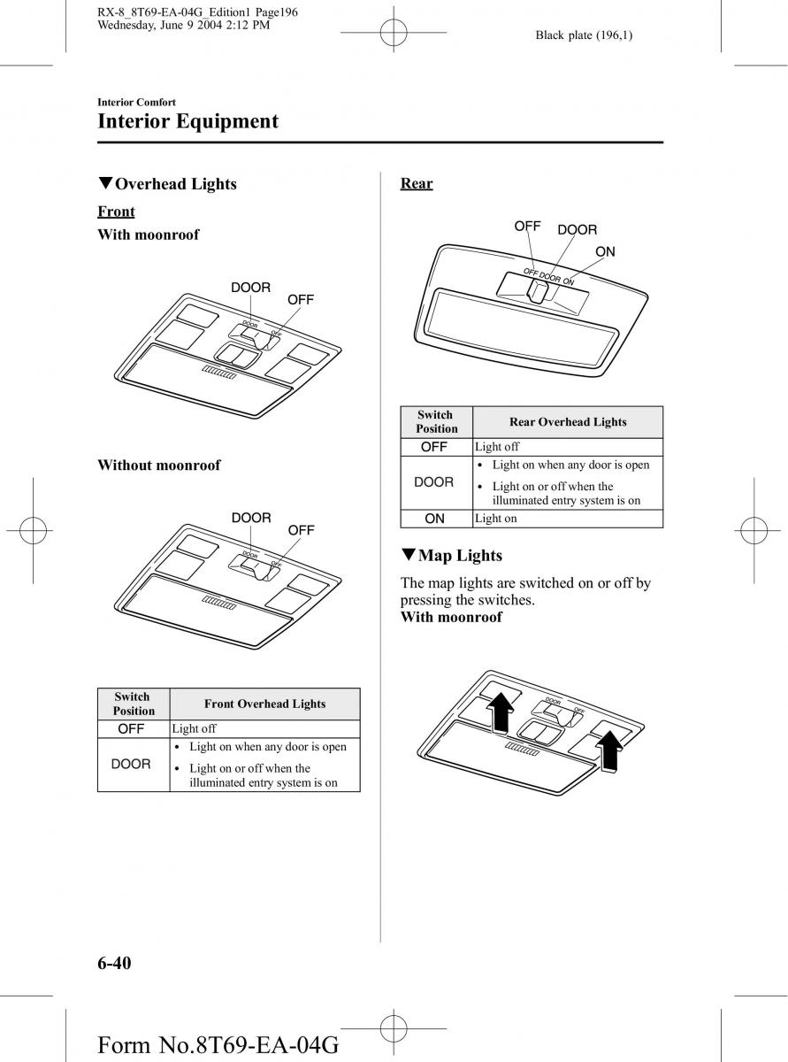 Mazda RX 8 owners manual / page 196