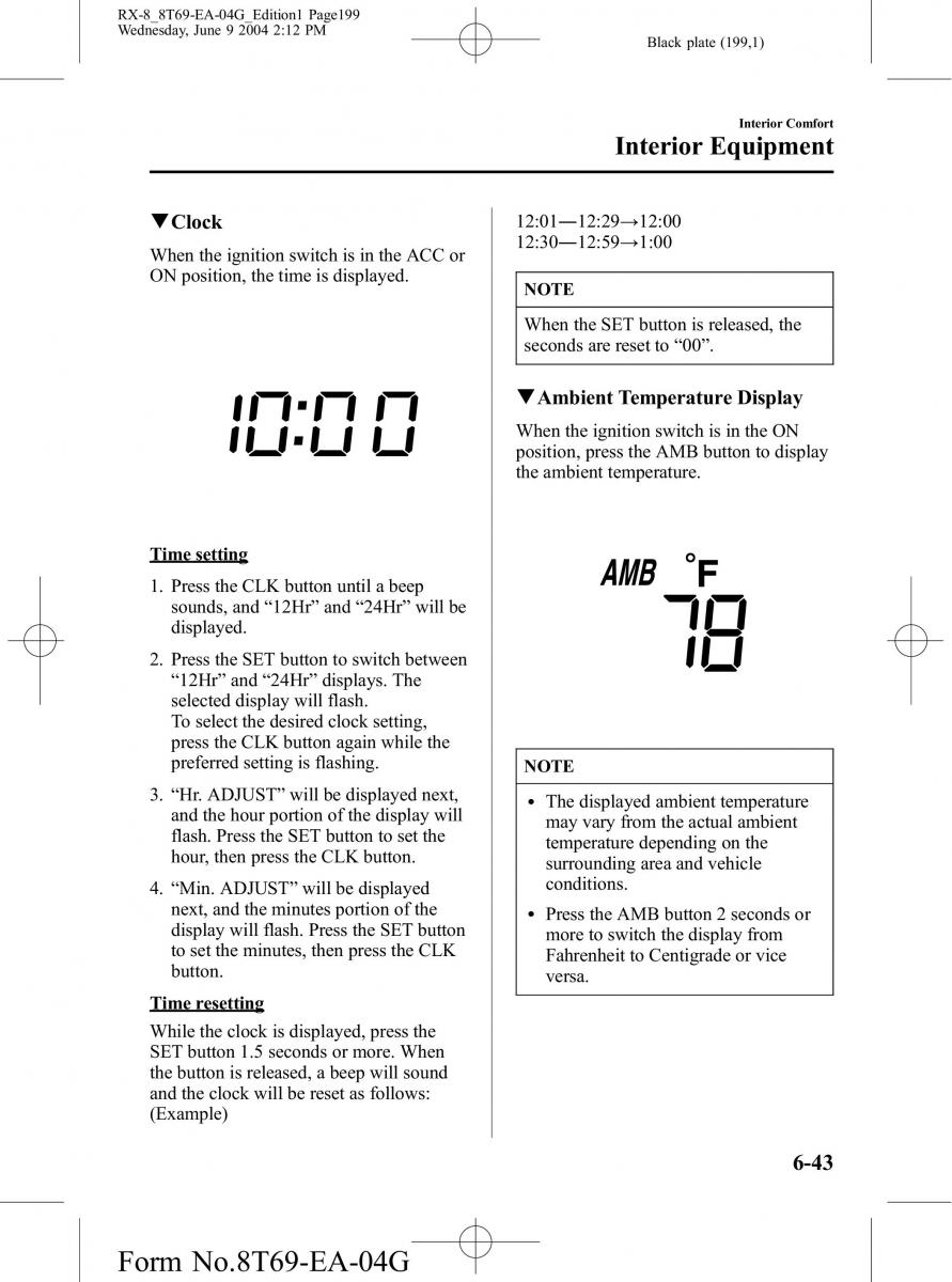 Mazda RX 8 owners manual / page 199