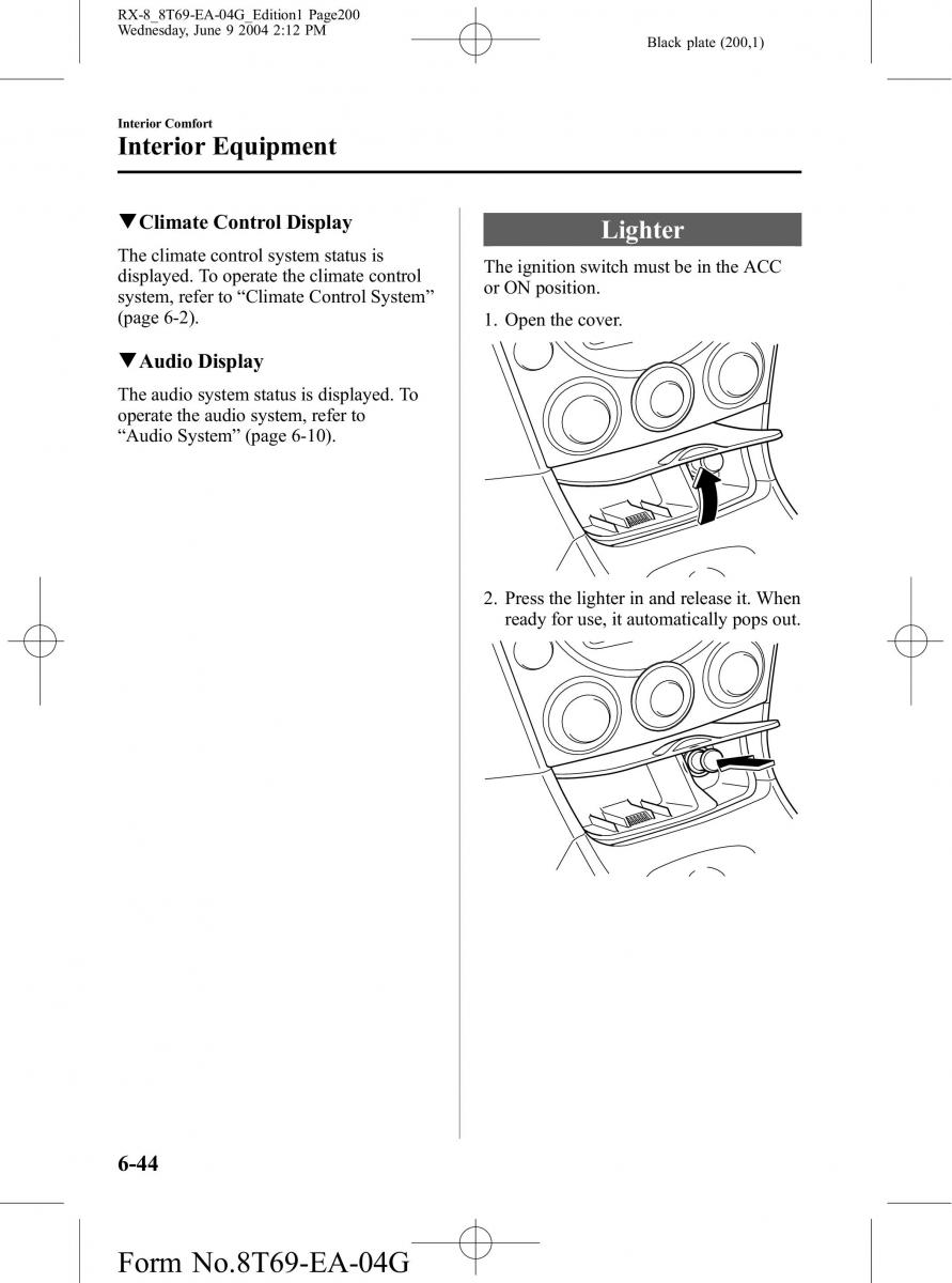 Mazda RX 8 owners manual / page 200