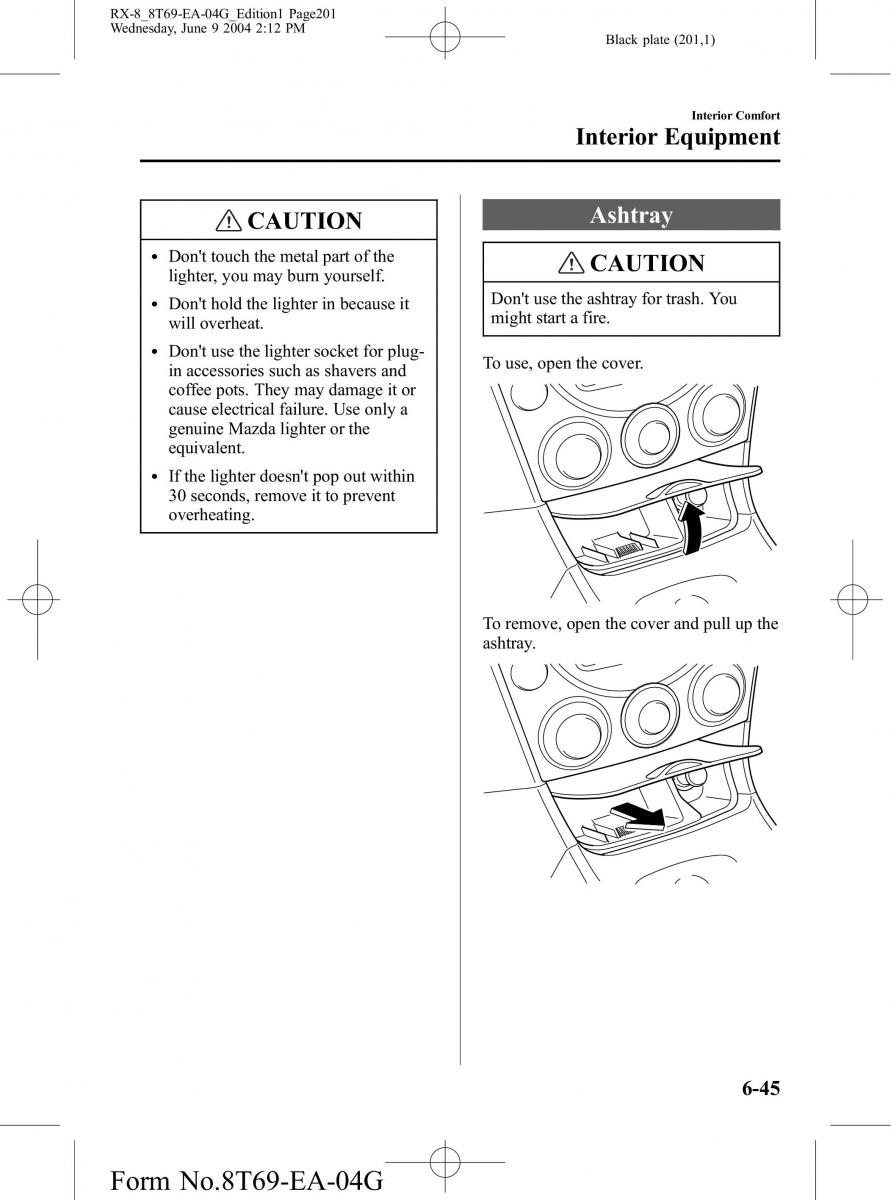 Mazda RX 8 owners manual / page 201