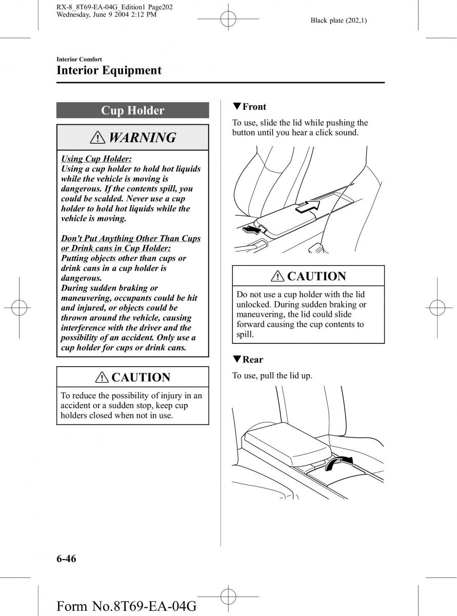 Mazda RX 8 owners manual / page 202