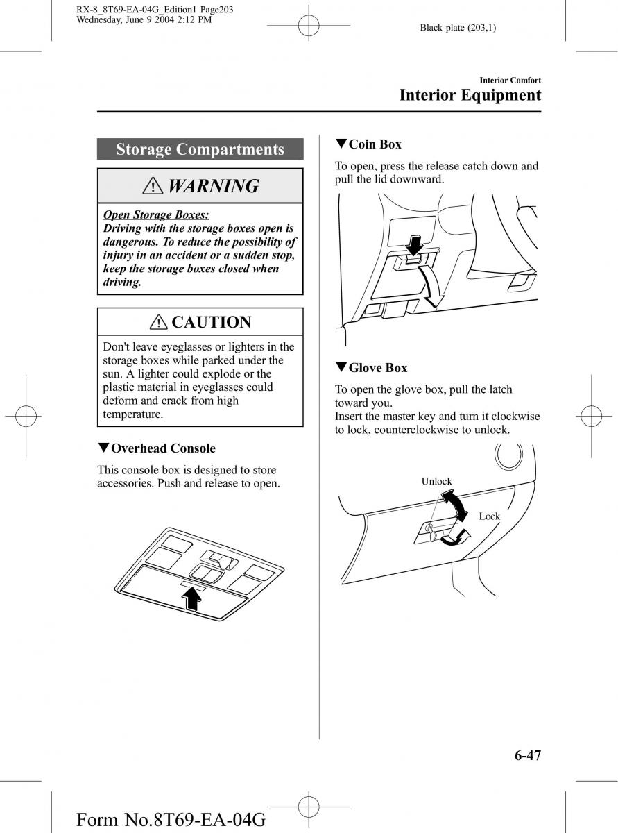 Mazda RX 8 owners manual / page 203