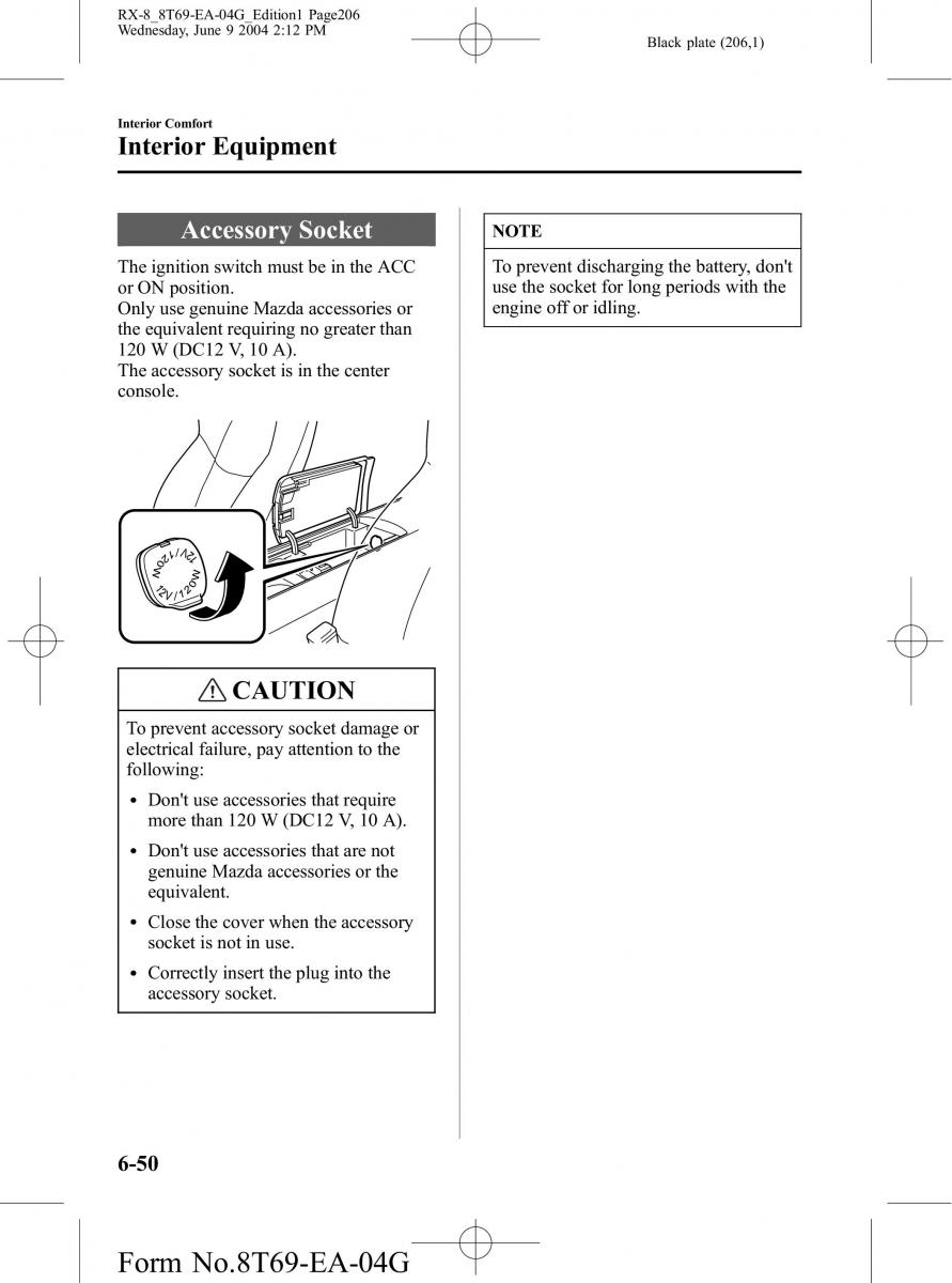 Mazda RX 8 owners manual / page 206