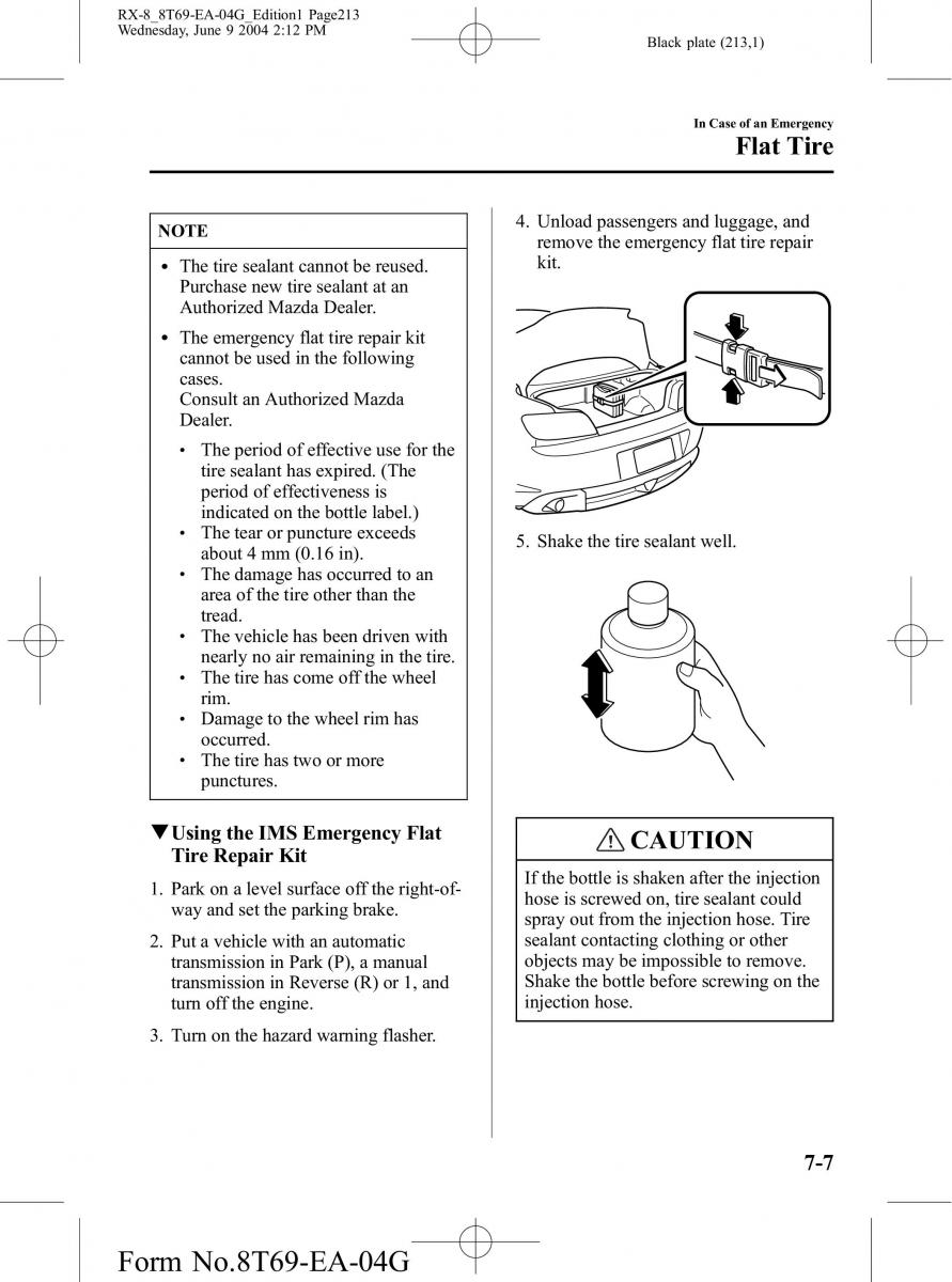 Mazda RX 8 owners manual / page 213