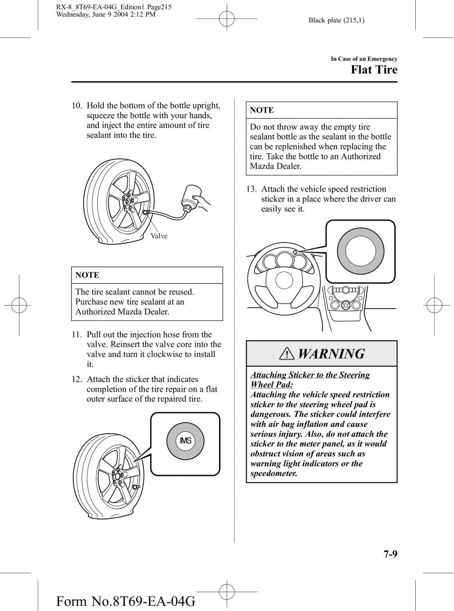 Mazda RX 8 owners manual / page 215