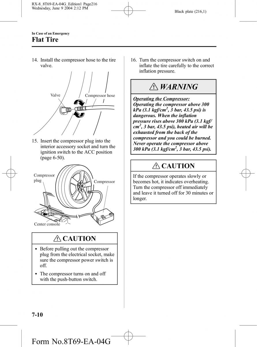 Mazda RX 8 owners manual / page 216