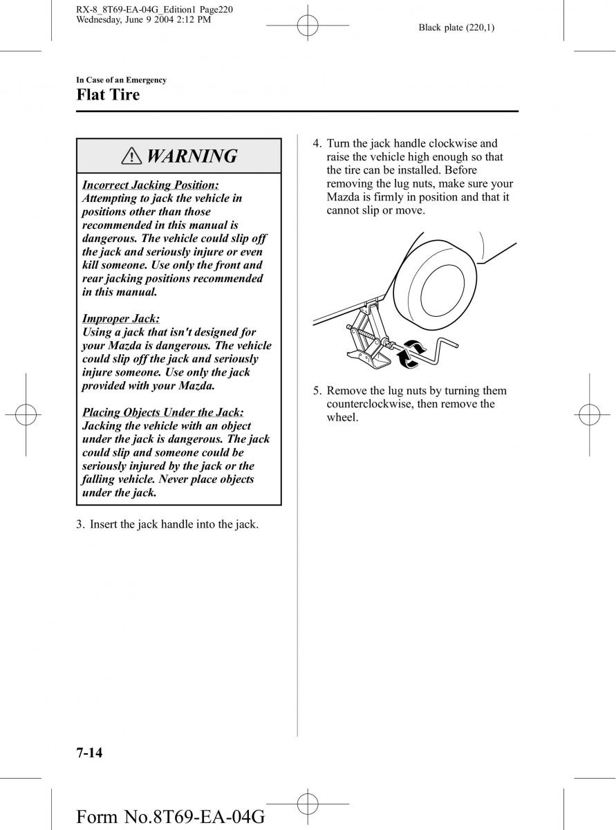 Mazda RX 8 owners manual / page 220