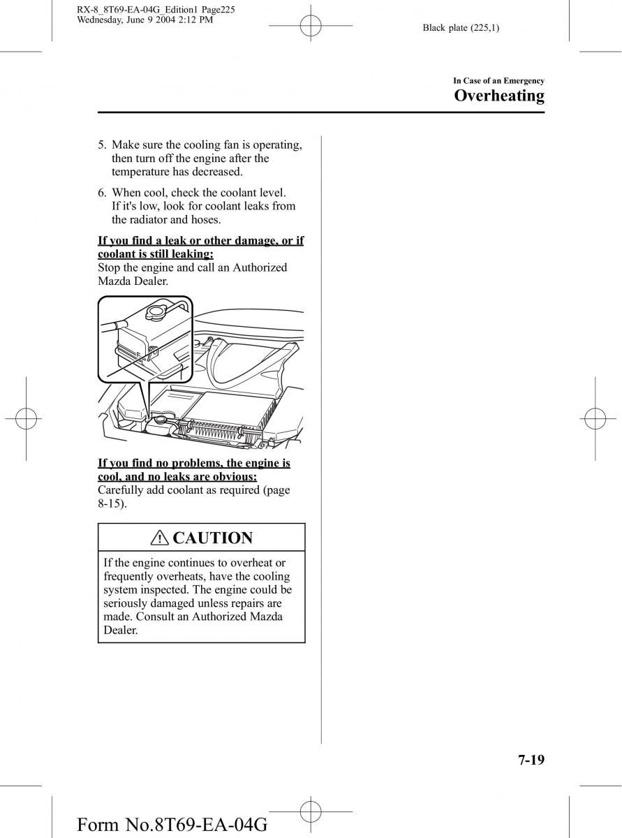 Mazda RX 8 owners manual / page 225