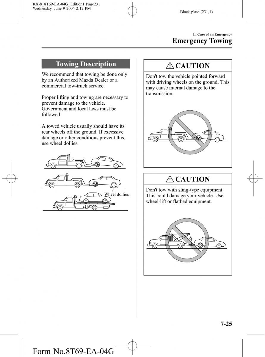 Mazda RX 8 owners manual / page 231