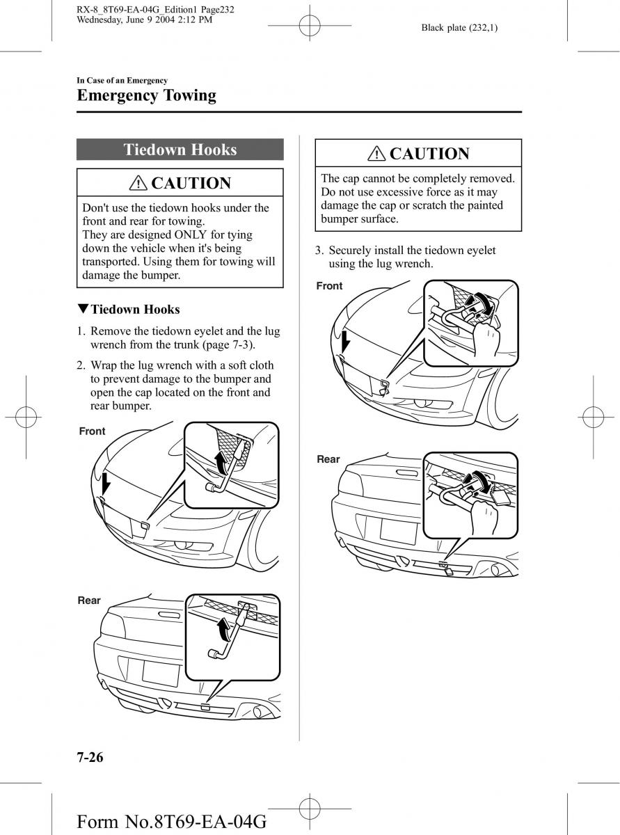 Mazda RX 8 owners manual / page 232