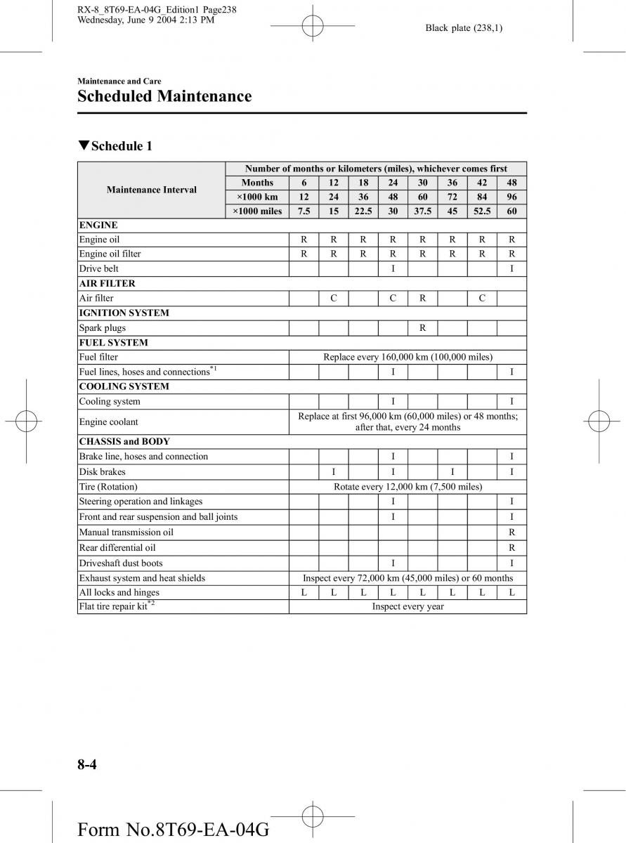 Mazda RX 8 owners manual / page 238