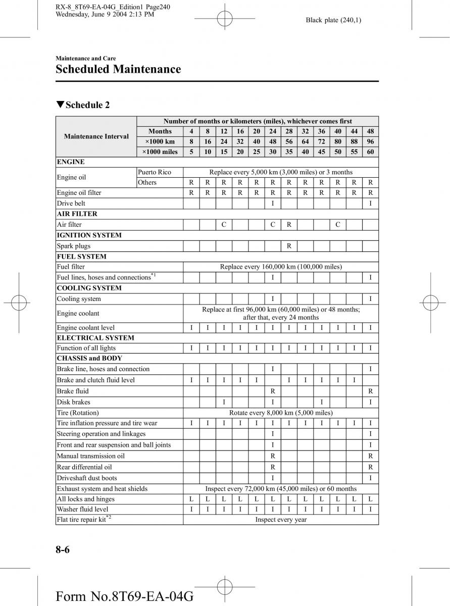 Mazda RX 8 owners manual / page 240