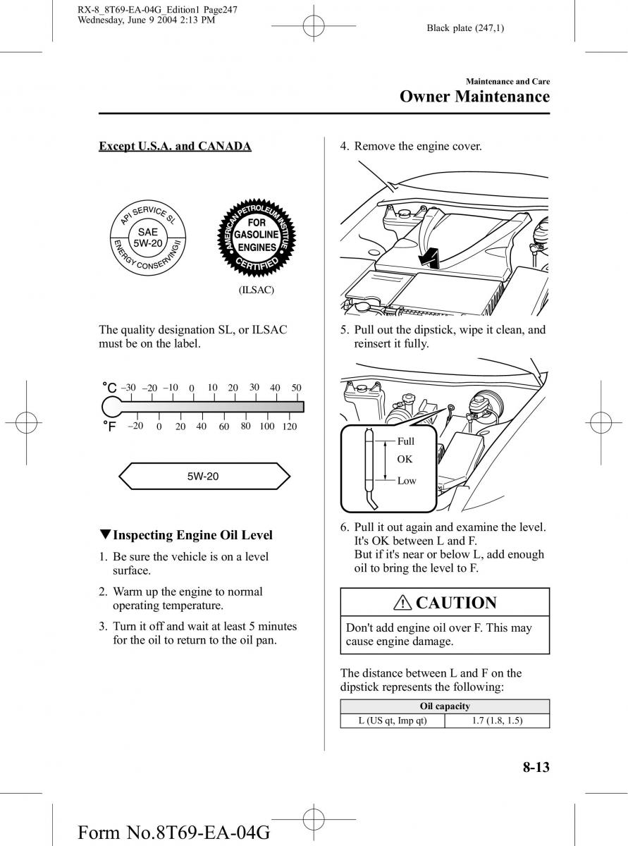 Mazda RX 8 owners manual / page 247