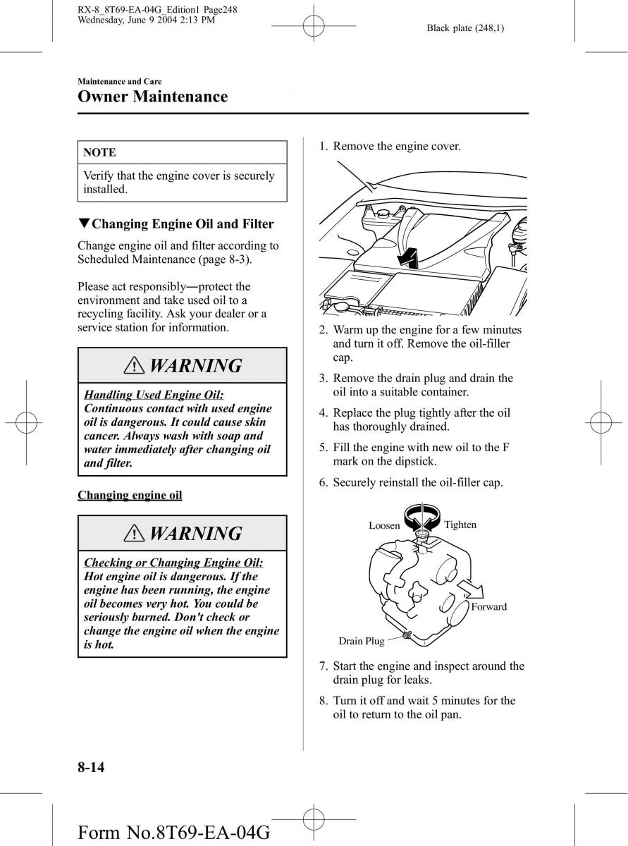 Mazda RX 8 owners manual / page 248