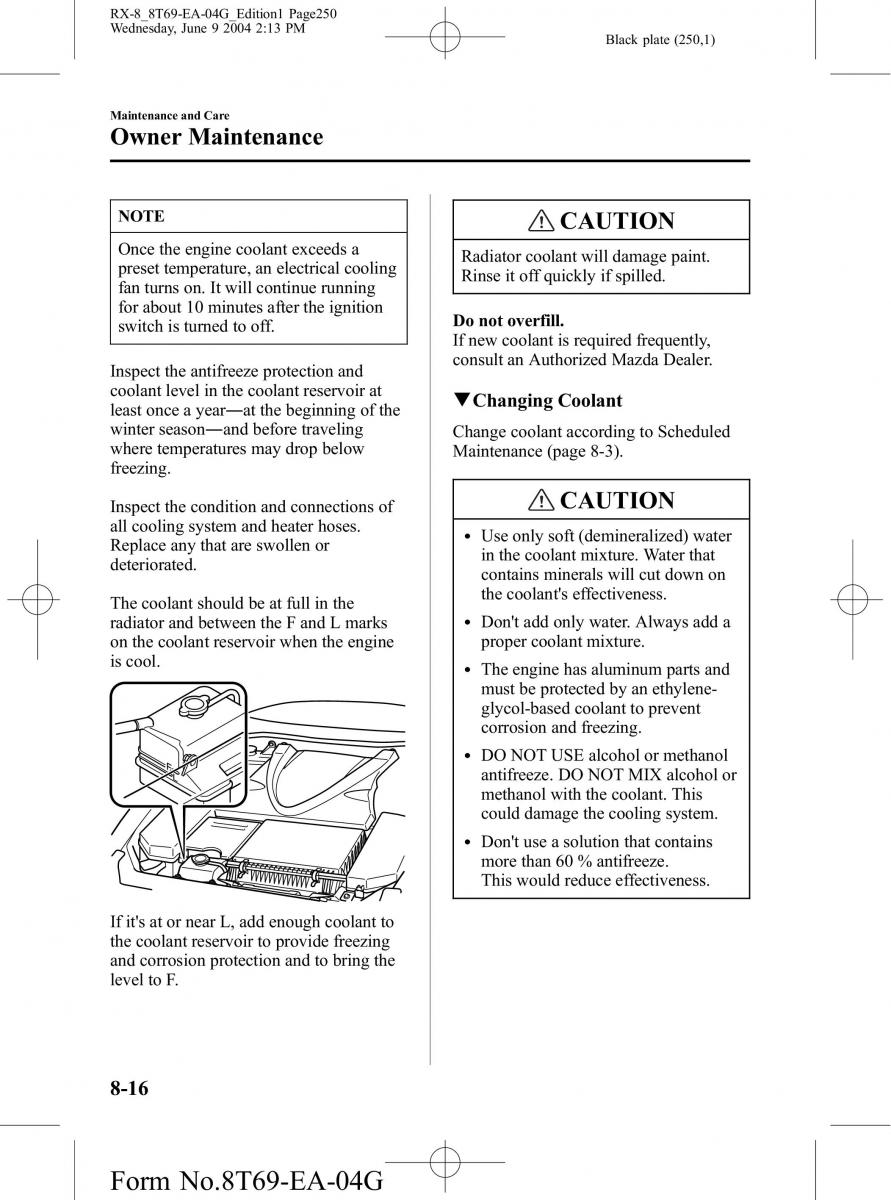 Mazda RX 8 owners manual / page 250